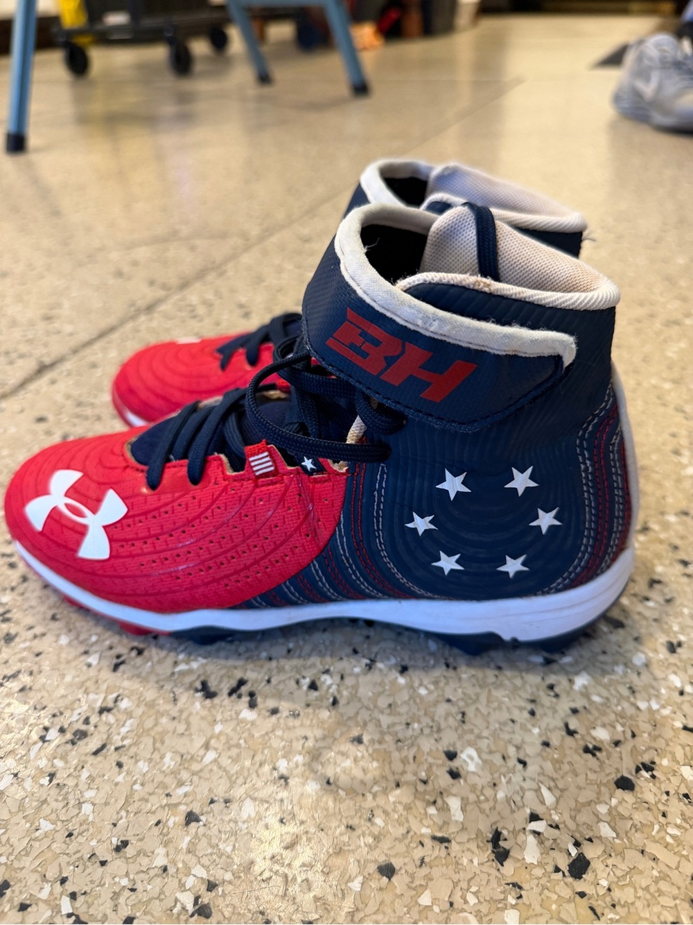 Bryce Harper Betsy Ross Under Armour Red and Navy Kids High-Top Sneakers